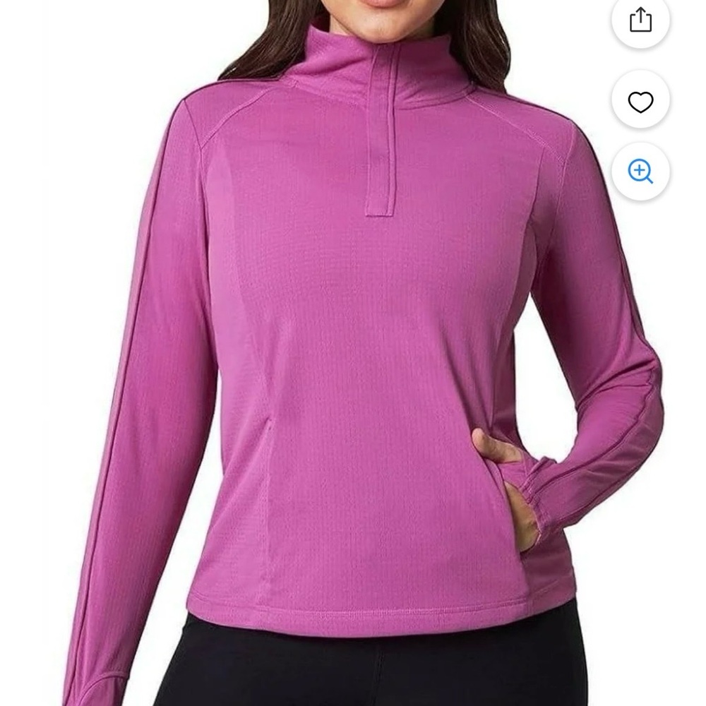 Mondetta 1/4-Zip Active Long Sleeve Top Purple Pockets Thumbhole XL New